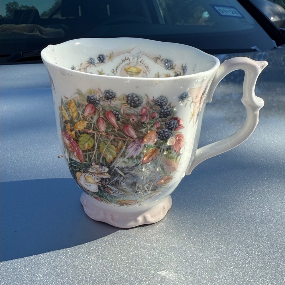 Vintage Floral and Berry Patterned Cup